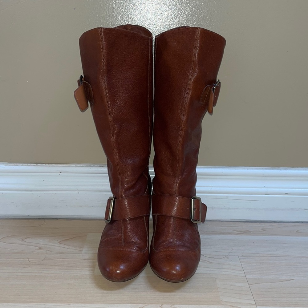 BCBG Girls Cognac Leather Heel Boots